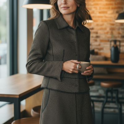 Żakiecik+spódniczka /wełna , jedwab ROZMIAR S